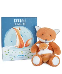 Doudou et Compagnie Peluche renard avec Bébé - 25 cm - Unicef