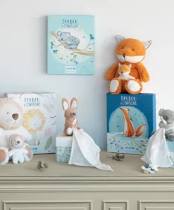 Doudou et Compagnie Peluche renard avec Bébé - 25 cm - Unicef