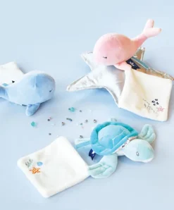 Doudou et Compagnie Peluche Tortue doudou bébé verte - 16 cm