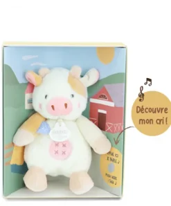 Doudou et Compagnie Peluche vache - 17 cm - DOUDOU de la ferme avec boite sonore