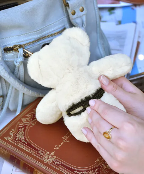 Doudou et Compagnie porte clé - Bijou de sac Ours peluche - 20 cm - Ivoire