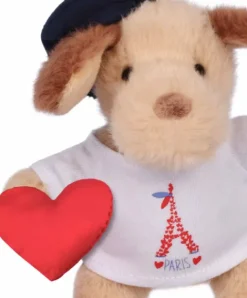 Doudou et Compagnie Porte clé Chien beige avec T-shirt Tour Eiffel - 15 cm