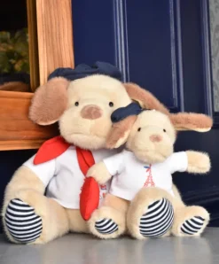 Doudou et Compagnie Porte clé Chien beige avec T-shirt Tour Eiffel - 15 cm