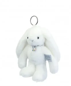 Doudou et Compagnie Porte clé en peluche Lapin Blanc- 18 cm - Lapin Fleurette