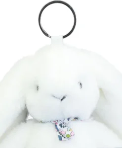 Doudou et Compagnie Porte clé en peluche Lapin Blanc- 18 cm - Lapin Fleurette