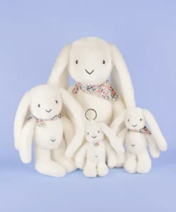 Doudou et Compagnie Porte clé en peluche Lapin Blanc- 18 cm - Lapin Fleurette