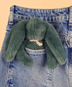 Doudou et Compagnie Porte clé en peluche Lapin Vert - 18 cm - Lapin Fleurette
