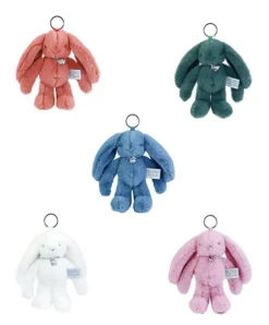 Doudou et Compagnie Porte clé en peluche Lapin Vert - 18 cm - Lapin Fleurette