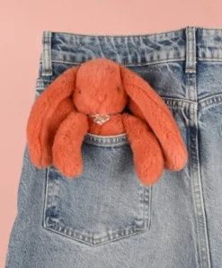 Doudou et Compagnie Porte clé en peluche Lapin Orange - 18 cm - Lapin Fleurette