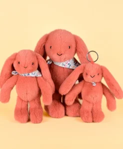 Doudou et Compagnie Porte clé en peluche Lapin Orange - 18 cm - Lapin Fleurette