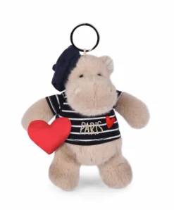 Doudou et Compagnie Porte clé hippopotame avec béret et marinière- 15 cm