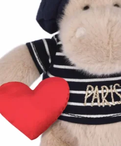 Doudou et Compagnie Porte clé hippopotame avec béret et marinière- 15 cm