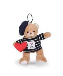 Doudou et Compagnie Porte clé Ours Marinière Tour Eiffel : Paris Chic- 15 cm