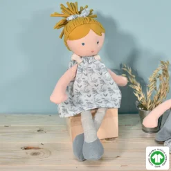 Doudou et Compagnie Poupée de chiffon en coton BIO - Flore- 30 cm
