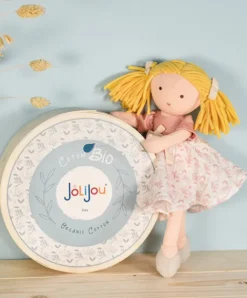 Doudou et Compagnie Poupée de chiffon en coton BIO - Camélia - 30 cm
