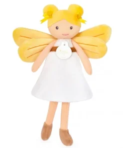 Doudou et Compagnie Poupée souple Fée Aurore - Blanche et Jaune - 25 cm