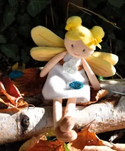 Doudou et Compagnie Poupée souple Fée Aurore - Blanche et Jaune - 25 cm