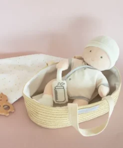 Doudou et Compagnie Poupon avec Couffin - Blanc et Gris