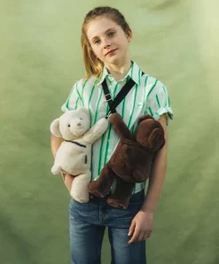 Doudou et Compagnie Sac bandouliere - Ours en peluche marron - 30 cm