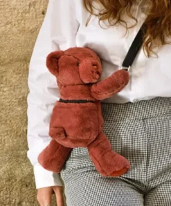 Doudou et Compagnie Sac bandouliere - Ours en peluche terracotta - 30 cm