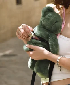 Doudou et Compagnie Sac bandouliere - Ours en peluche Vert Kaki - 30 cm