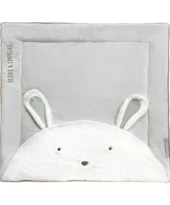 Doudou et Compagnie Tapis de Parc Lapin - gris perle - 100 x 100 cm