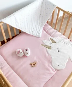 Doudou et Compagnie Tapis de Parc Licorne rose - 100 x 100 cm