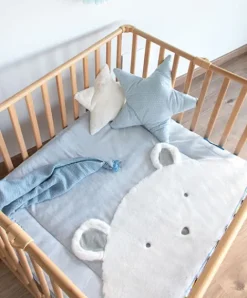 Doudou et Compagnie Tapis de Parc Ours bleu - 100 x 100 cm