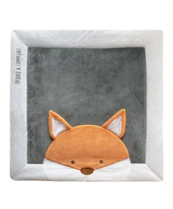 Doudou et Compagnie Tapis de Parc Renard - gris / orange - 100 x 100 cm