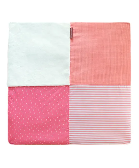 Doudou et Compagnie Tapis d'éveil Bébé - Corail / Blanc - 100 X 100 cm