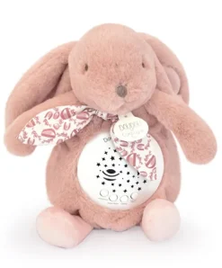 Doudou et Compagnie Veilleuse Lapin Musicale Projection mur avec chansons Douces - Rose poudré