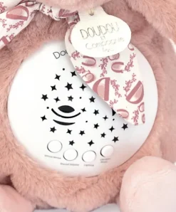 Doudou et Compagnie Veilleuse Lapin Musicale Projection mur avec chansons Douces - Rose poudré