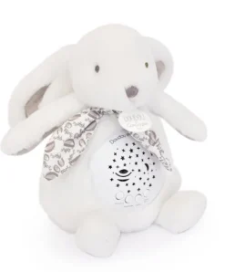 Doudou et Compagnie Veilleuse Lapin Musicale Projection mur avec chansons Douces - Blanc