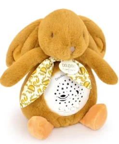 Doudou et Compagnie Veilleuse Lapin Musicale Projection mur avec chansons Douces - Jaune moutarde