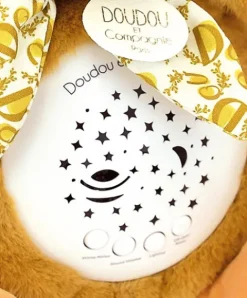 Doudou et Compagnie Veilleuse Lapin Musicale Projection mur avec chansons Douces - Jaune moutarde